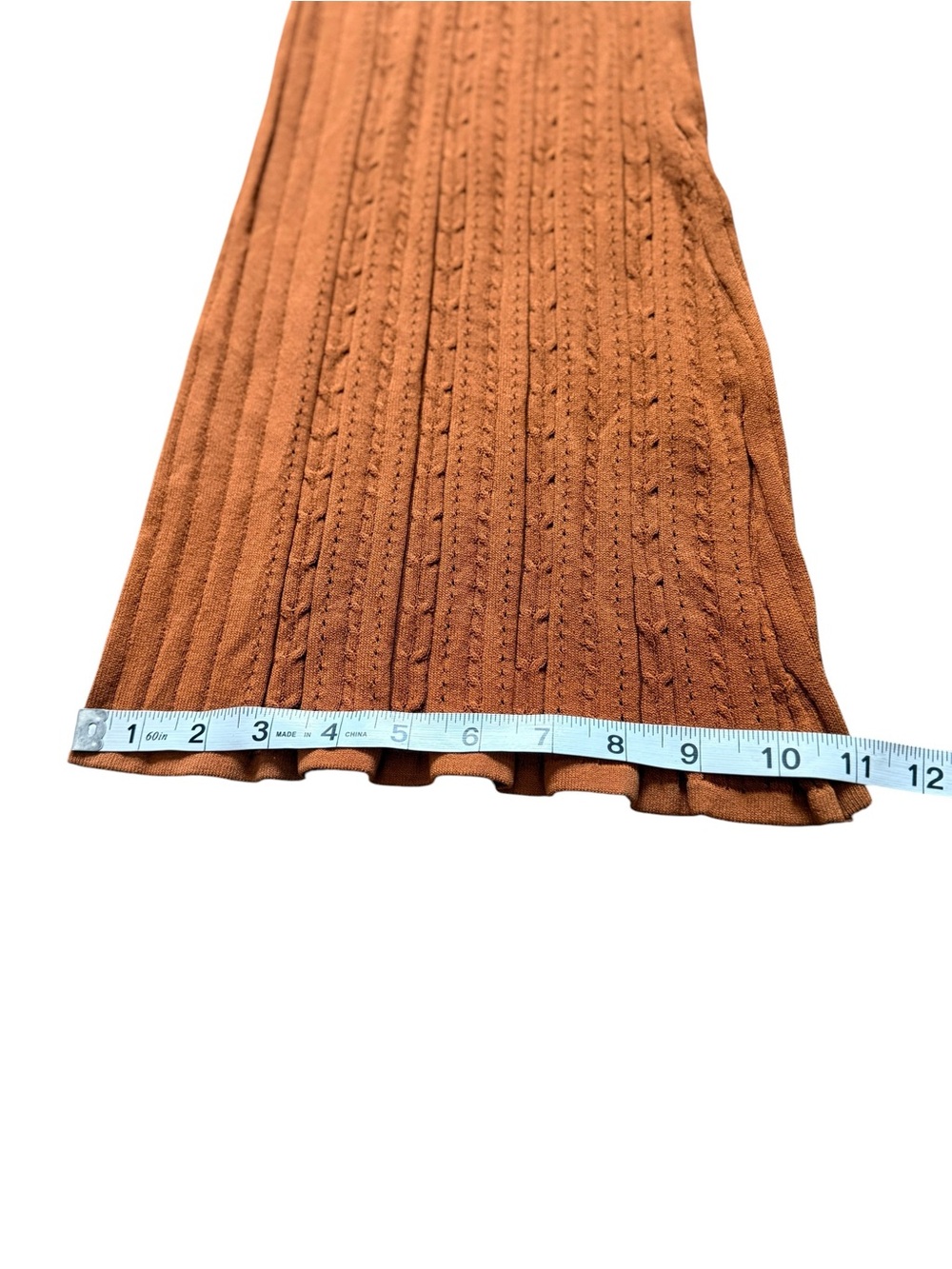 NWT Mo:Vint Brown Pointelle Knit Flare Pants Small Boho Pull-On Wide Leg - Picture 11 of 11